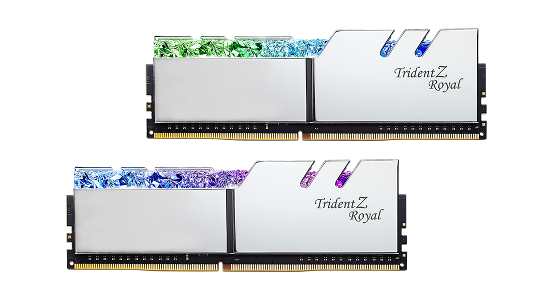 Купить G.Skill Trident Z Royal Series - DDR4 - Kit - 32 GB: 2 x 16 GB - DIMM 288-PIN - 4400 MHz / PC4-35200 - CL19 - 1.5 V - ungepuffert - non-ECC - Silber (F4-4400C19D-32GTRS) в магазине wardena.ru
